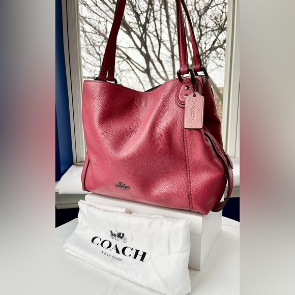 Coach Handbags - Coach Dark Pink Edie Shoulder Bag w/ Light Pink Interior